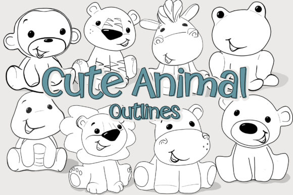 Download Cute Animal Black and White Clipart - Black and white Collection