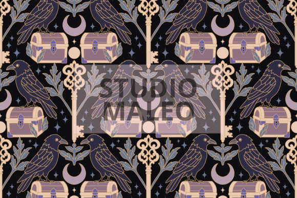 Download Gothic Raven Mystical Seamless Pattern - Premium Resources