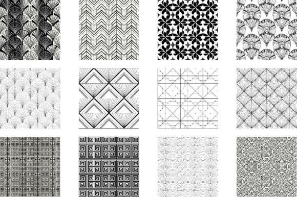 Download Black and White Art Deco Digital Paper - Black and white Collection