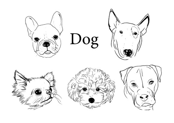 Download Dog Set Line Art Black and White Clipart - Black and white Collection