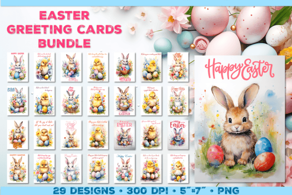 Download Watercolor Easter Greeting Cards Bundle - Greeting Collection