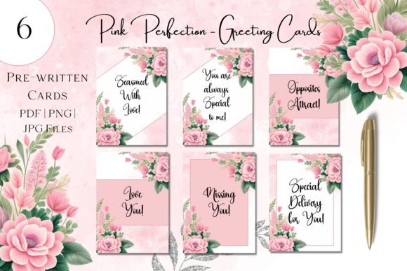 Download Pink Perfection Pre-made Greeting Cards - Greeting Collection