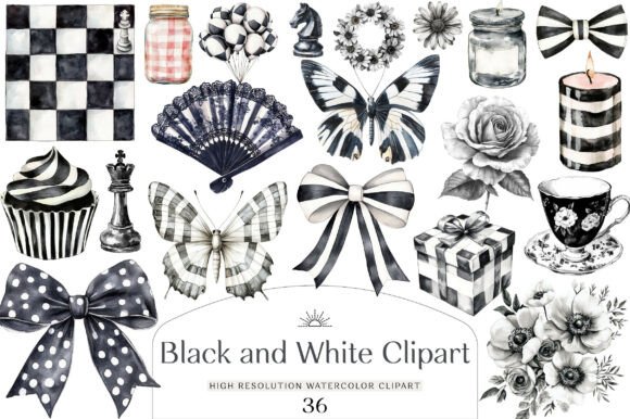 Download Watercolor Black and White Clipart - Black and white Collection