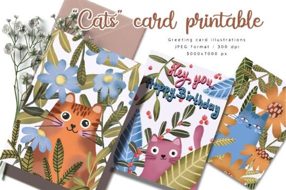 Download Adorable Cats Printable Greeting Cards - Greeting Collection