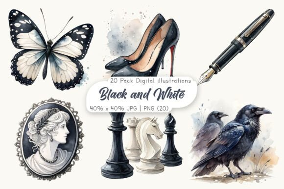 Download Watercolor Black and White Clipart - Black and white Collection