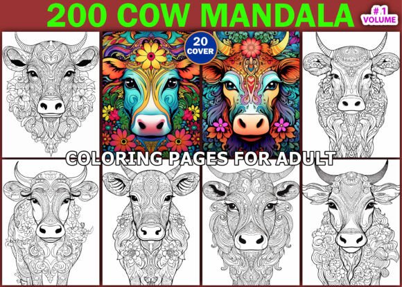 Download 200 Cow Mandala Coloring for Adults - Coloring for adults Collection