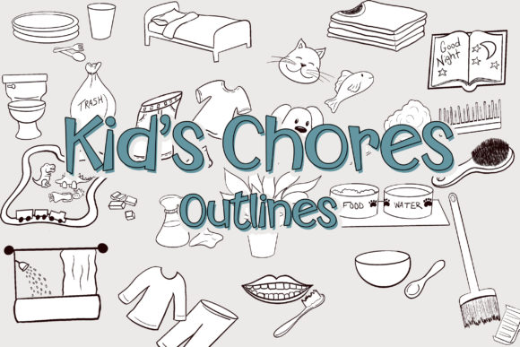Download Kid's Chores Black and White Clipart - Black and white Collection