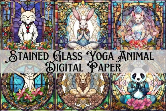 Download Stained Glass Yoga Animal Background - Premium Resources