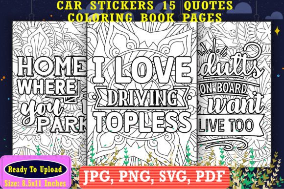 Download Car Stickers Quotes Coloring for Adults - Coloring for adults Collection