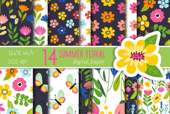 Download Summer Floral Cute Digital Paper - Cute digital paper Collection