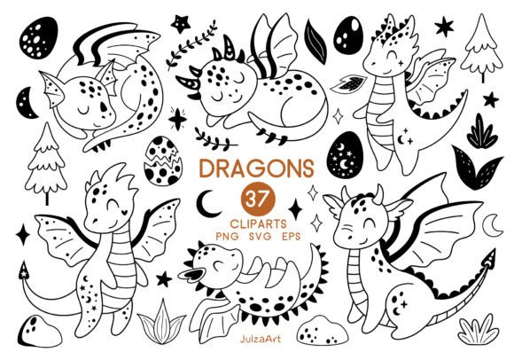 Download Black and White Dragon Clipart - Black and white Collection