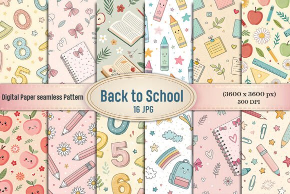 Download Pastel Back to School Cute Digital Paper - Cute digital paper Collection